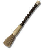 Vintage kinesisk kalligrafi-kost med håndtak i tre og naturlig bust – håndlaget dekor 34 cm