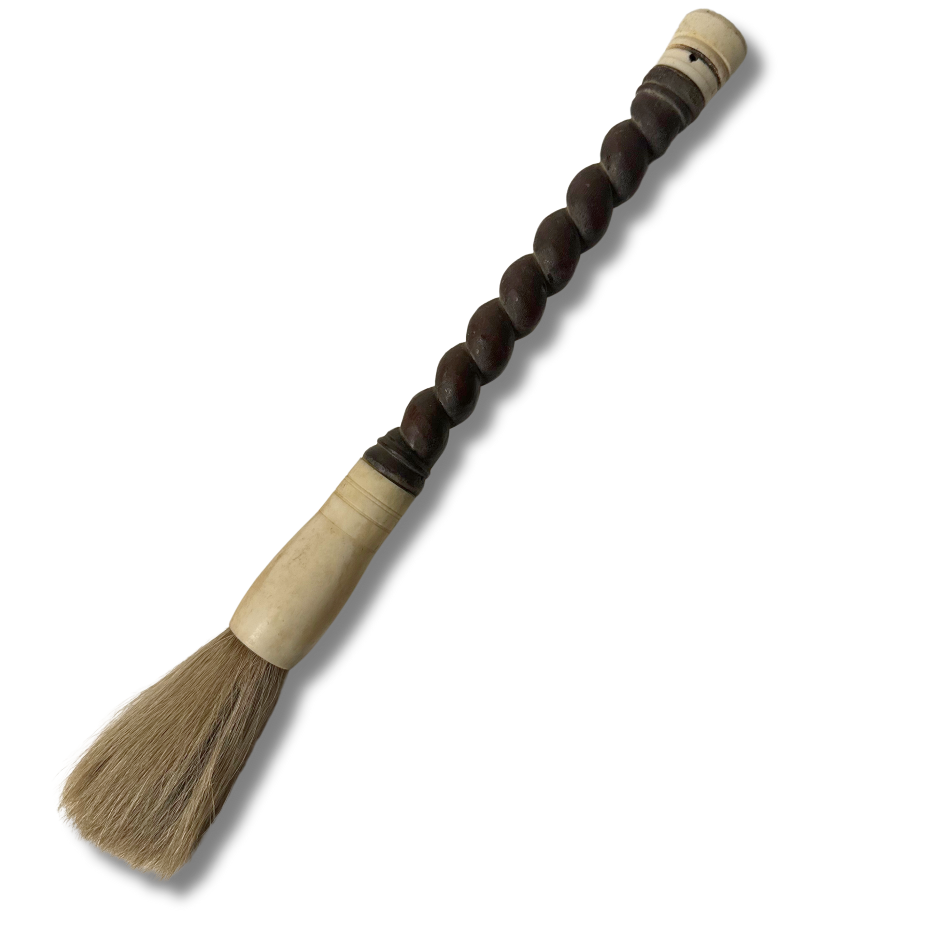 Vintage kinesisk kalligrafi-kost med håndtak i tre og naturlig bust – håndlaget dekor 34 cm