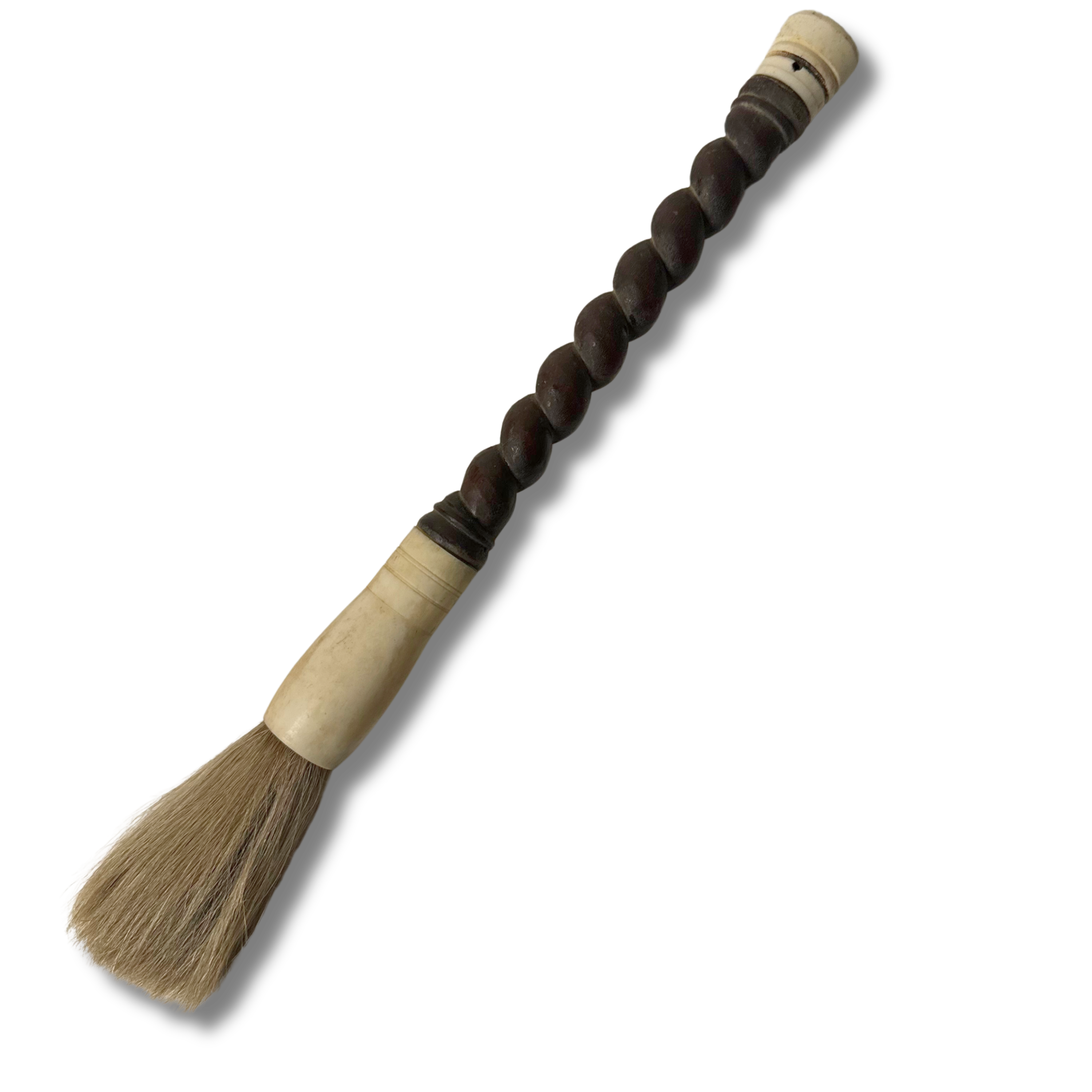 Vintage kinesisk kalligrafi-kost med håndtak i tre og naturlig bust – håndlaget dekor 34 cm