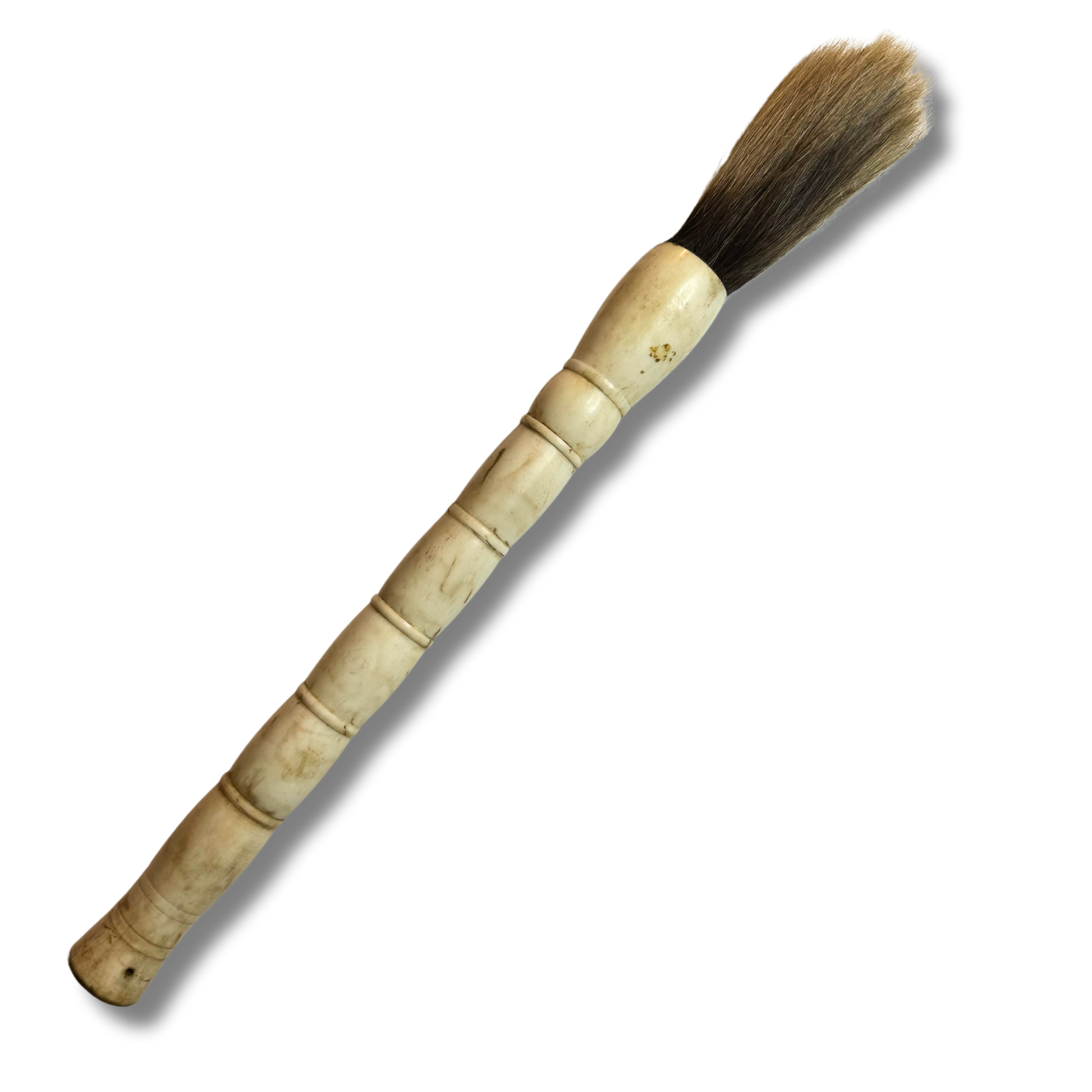 Vintage kinesisk kalligrafi-kost med håndtak i ben og naturlig bust – dekorativ børste 40 cm