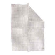 Kjøkkenhåndkle i lin natur og blå rutet – skandinavisk tekstil i tidløst design