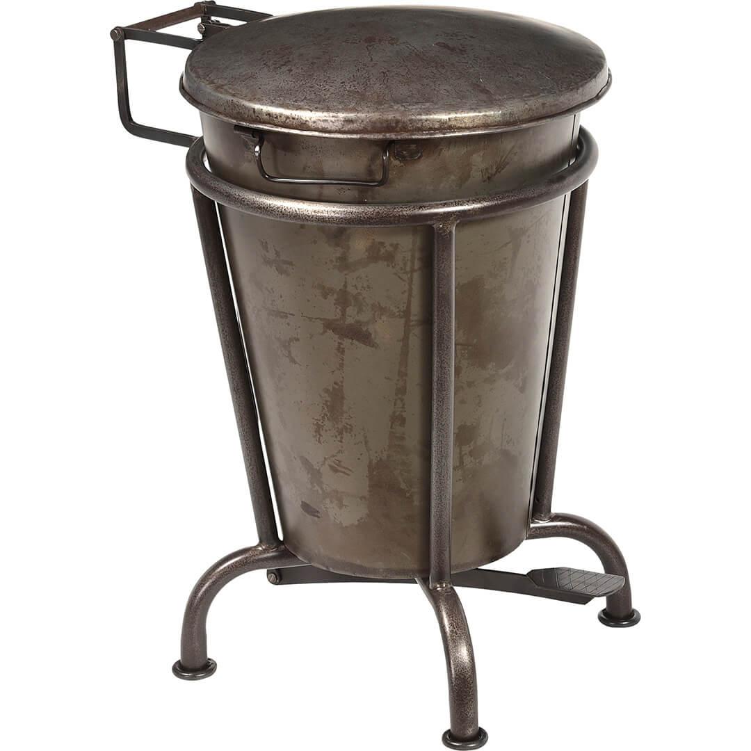 Klapp pedalspand i jern størrelse L med fotpedal og industrielt uttrykk, 60 cm høy