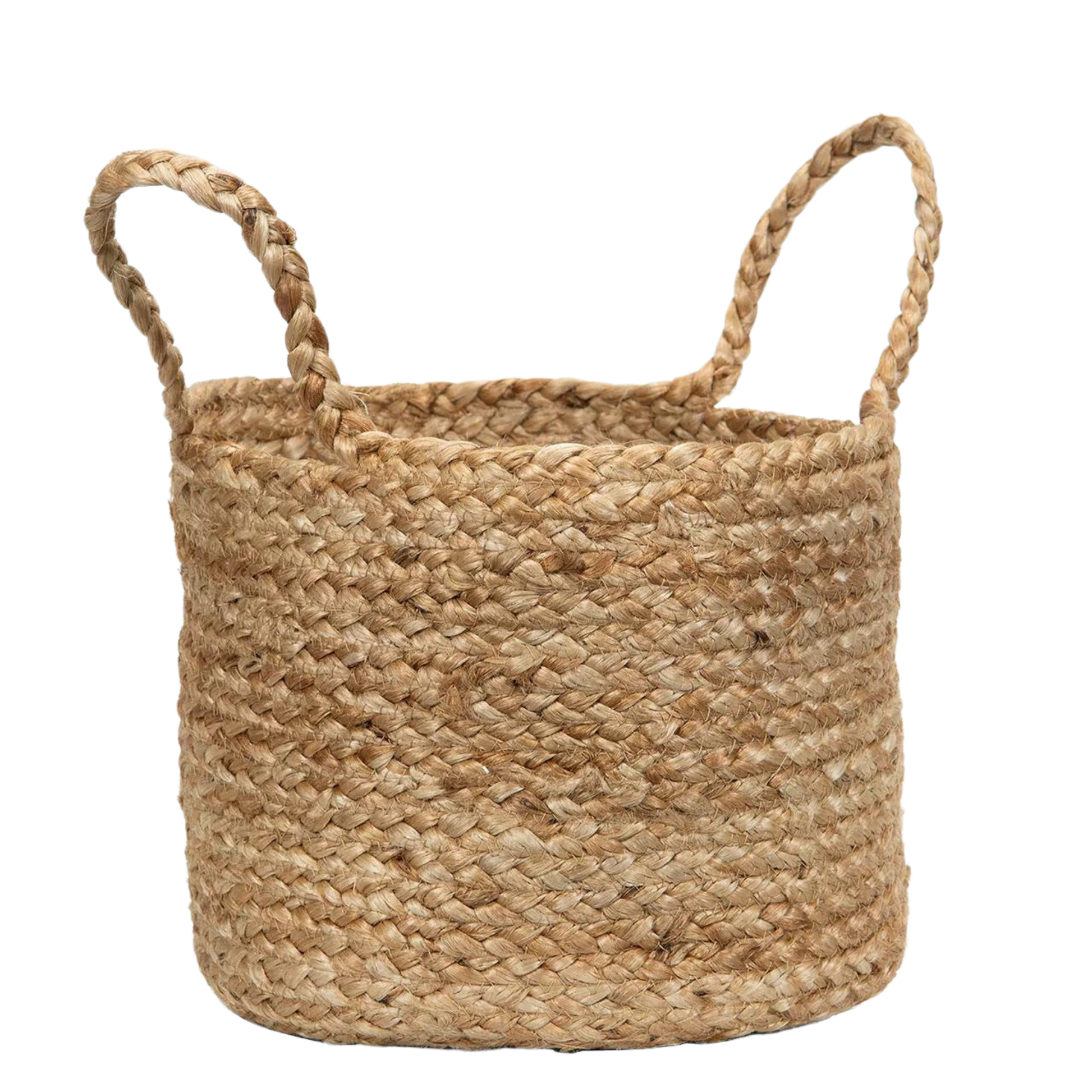 Håndflettet jutekurv i naturfarge med håndtak fra A Lot Decoration, rustikk og naturlig stil