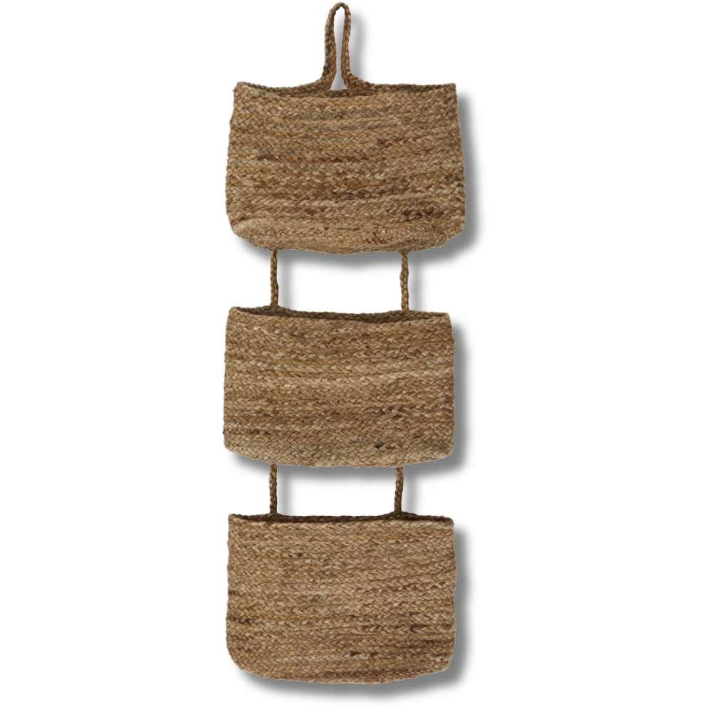 Vegghengt kurvsett i jute fra House Doctor med tre kurver i naturfarge