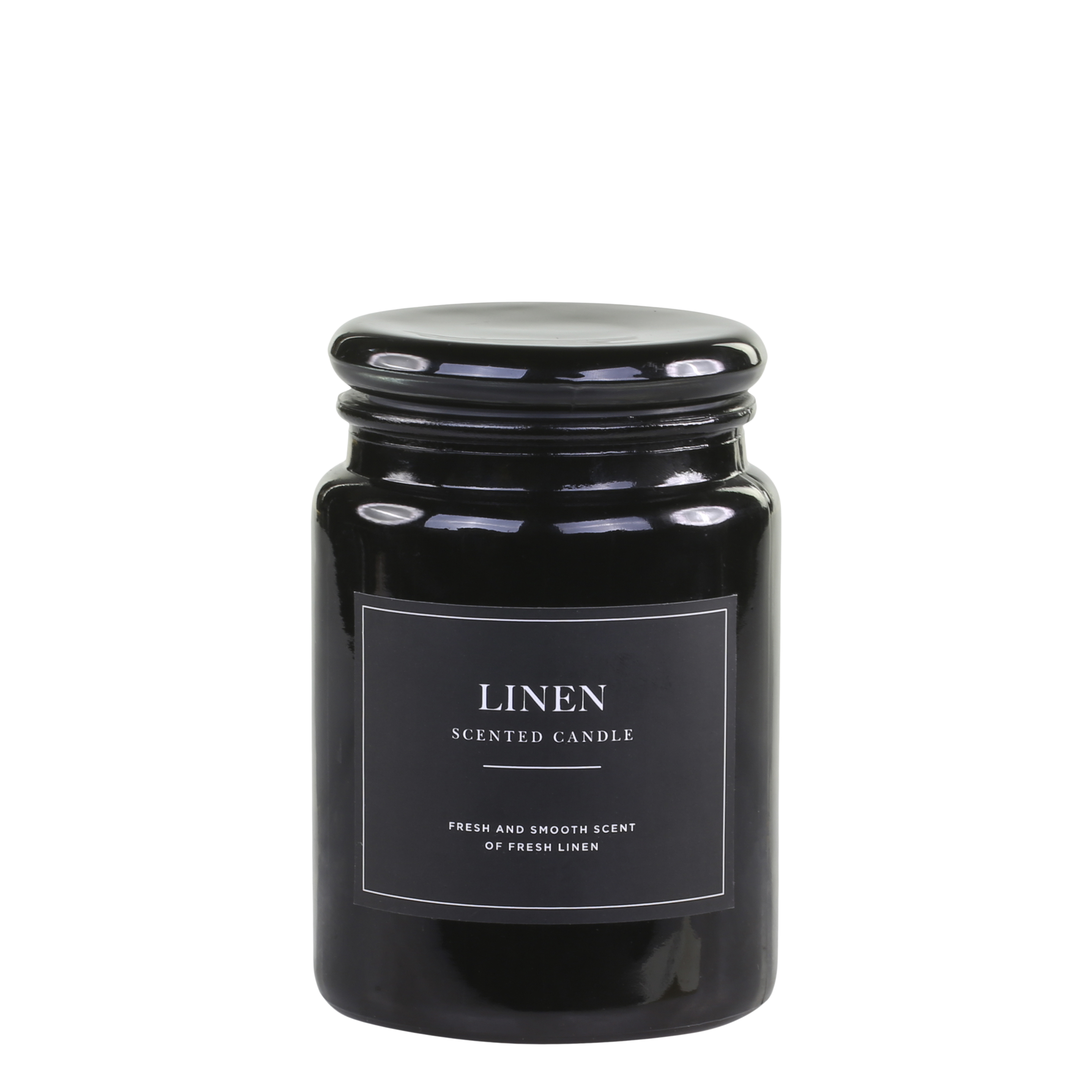 Duftlys fra La Lucon i glass, 14 cm høyt  Linen