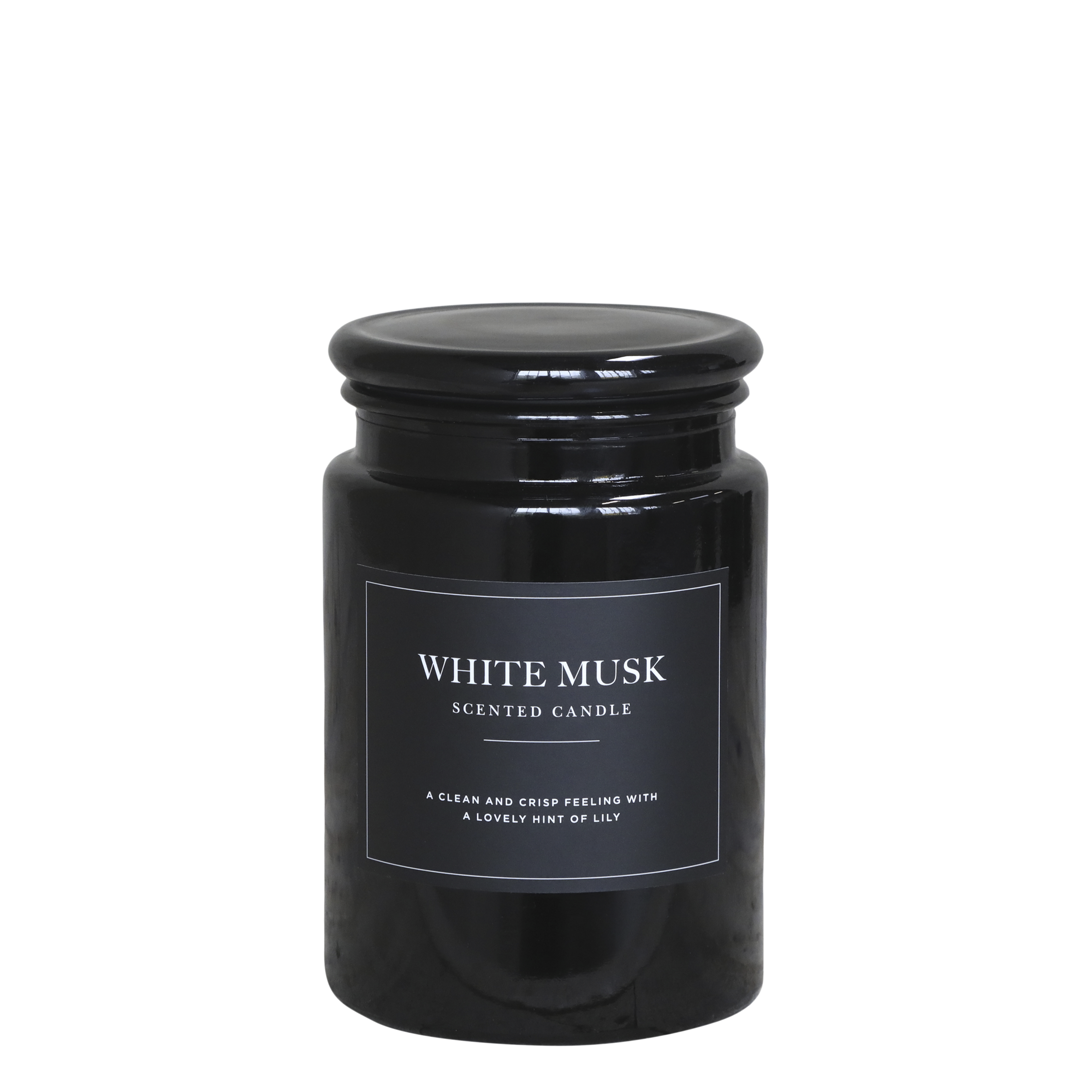 Duftlys fra La Lucon i glass, 14 cm høyt White Musk 