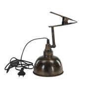 Clip lampe i antikk brun metall – industriell bordlampe med klemmefeste