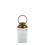 Lanterne i glass og metall gull med LED-lys