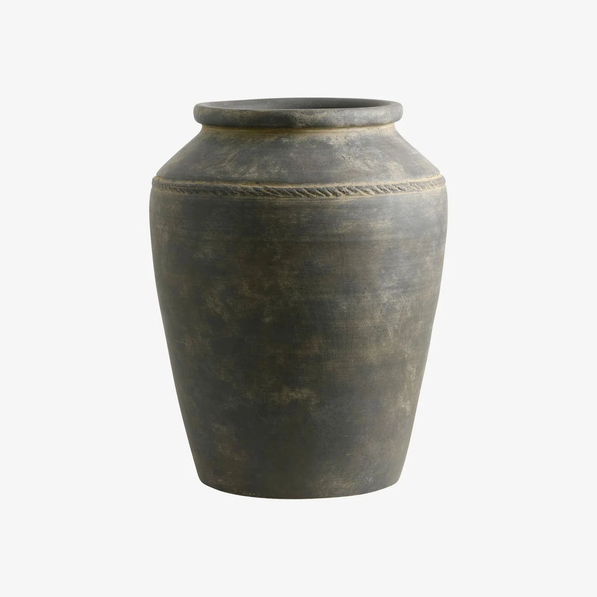 Stor grå LERON utekrukke i rustikk terrakotta H44 cm