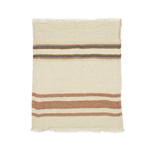 Libeco The Belgian Towel Harlan Stripe linteppe 110×180 med striper i naturfarger
