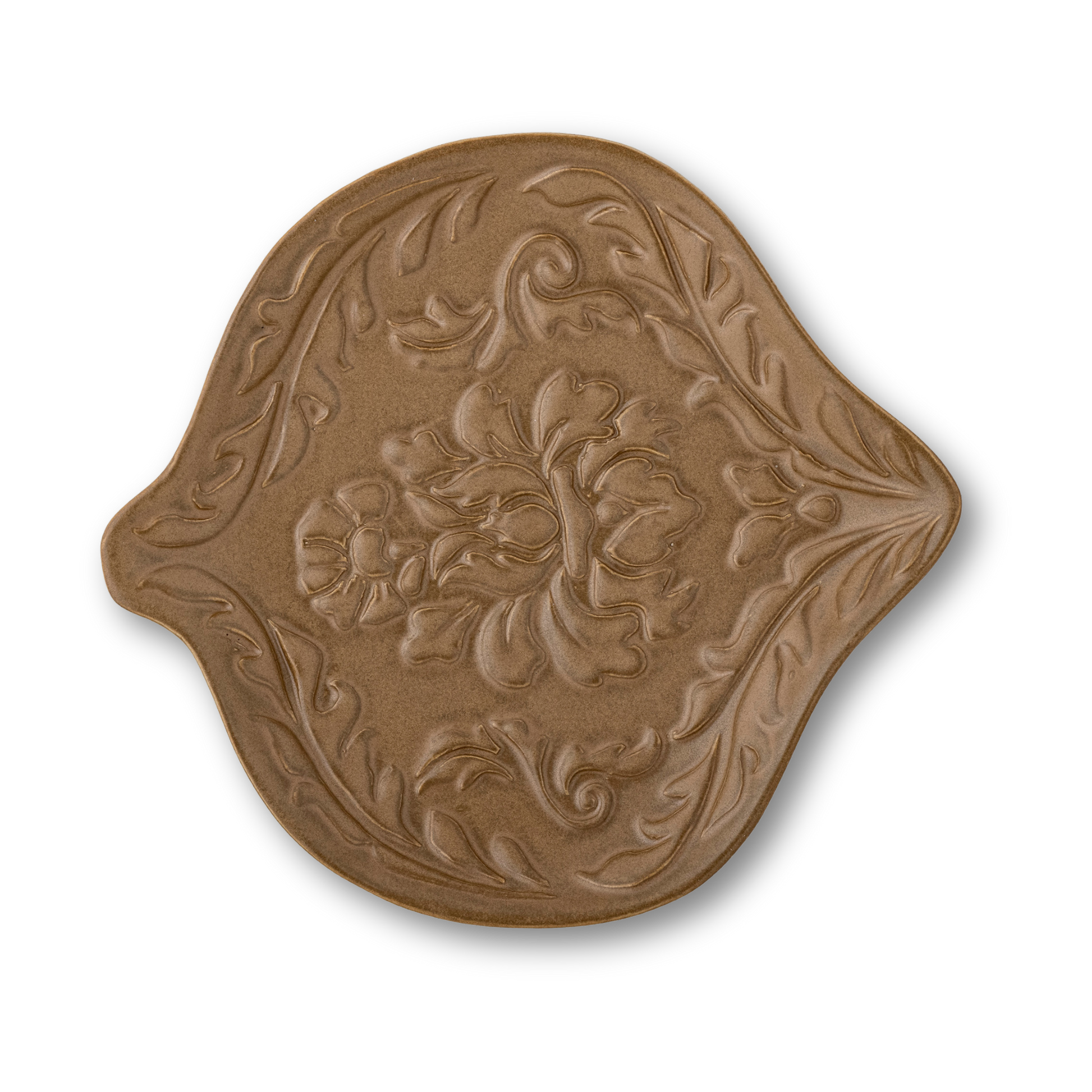 Lizz serveringsfat i brun stentøy med relieffmønster – Bloomingville