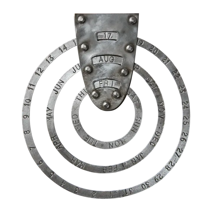 Vintage evighetskalender i svart jern fra Affari of Sweden – detaljert design