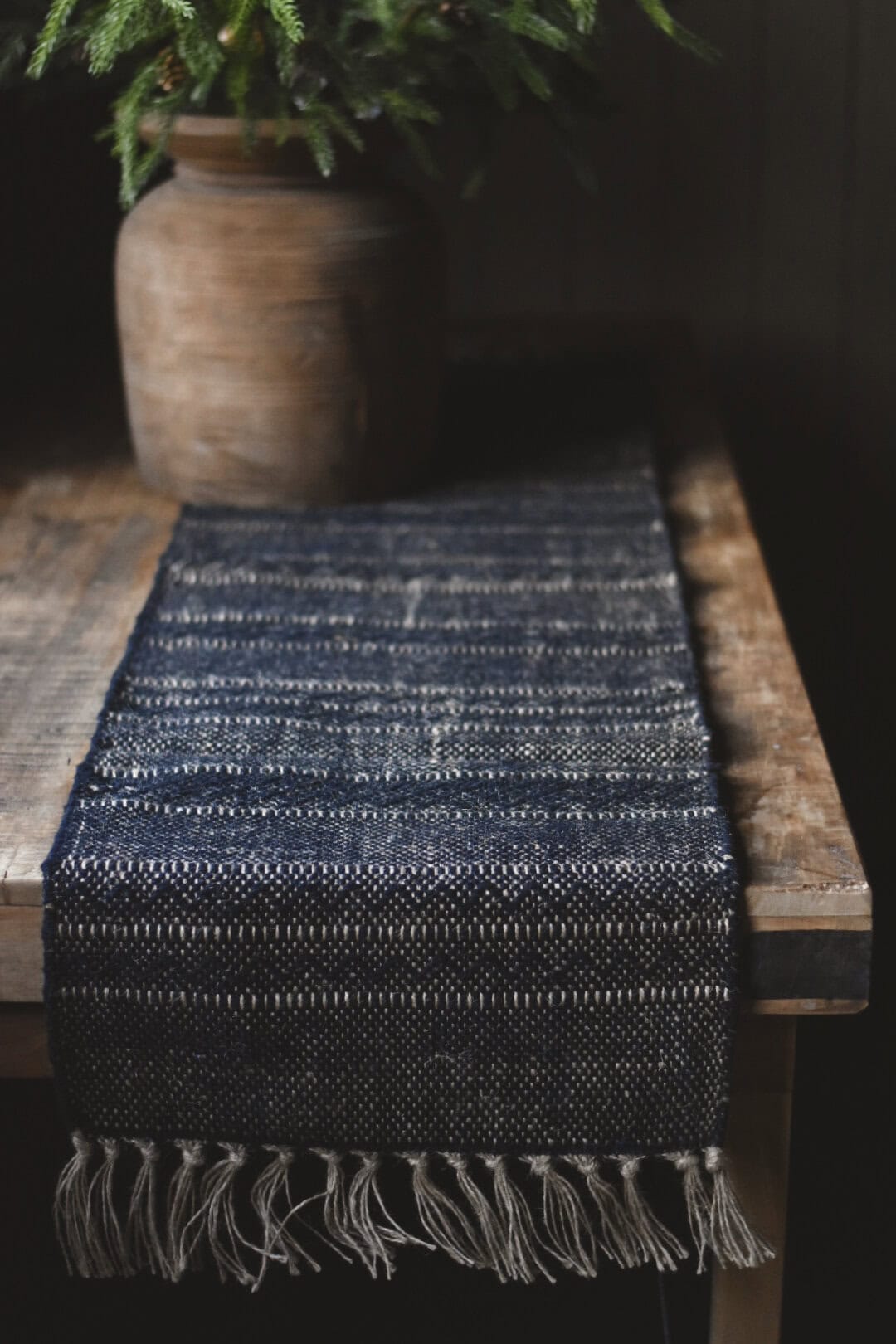 Løper i jute og bomull – sort