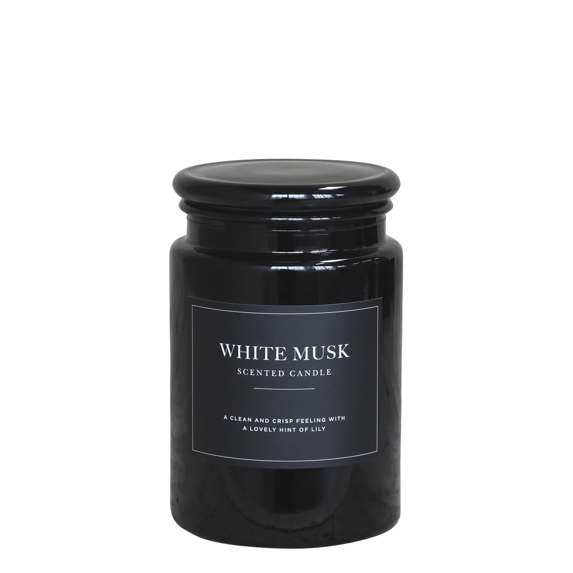 Lucon duftlys White Musk i svart glass fra Chic Antique – elegant duftlys med ren, delikat aroma