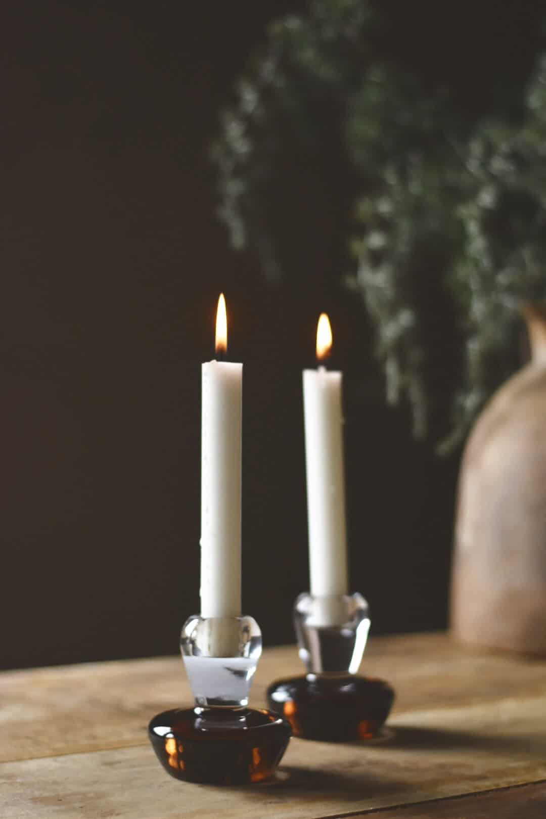 Lysholder sopp i glass – brun