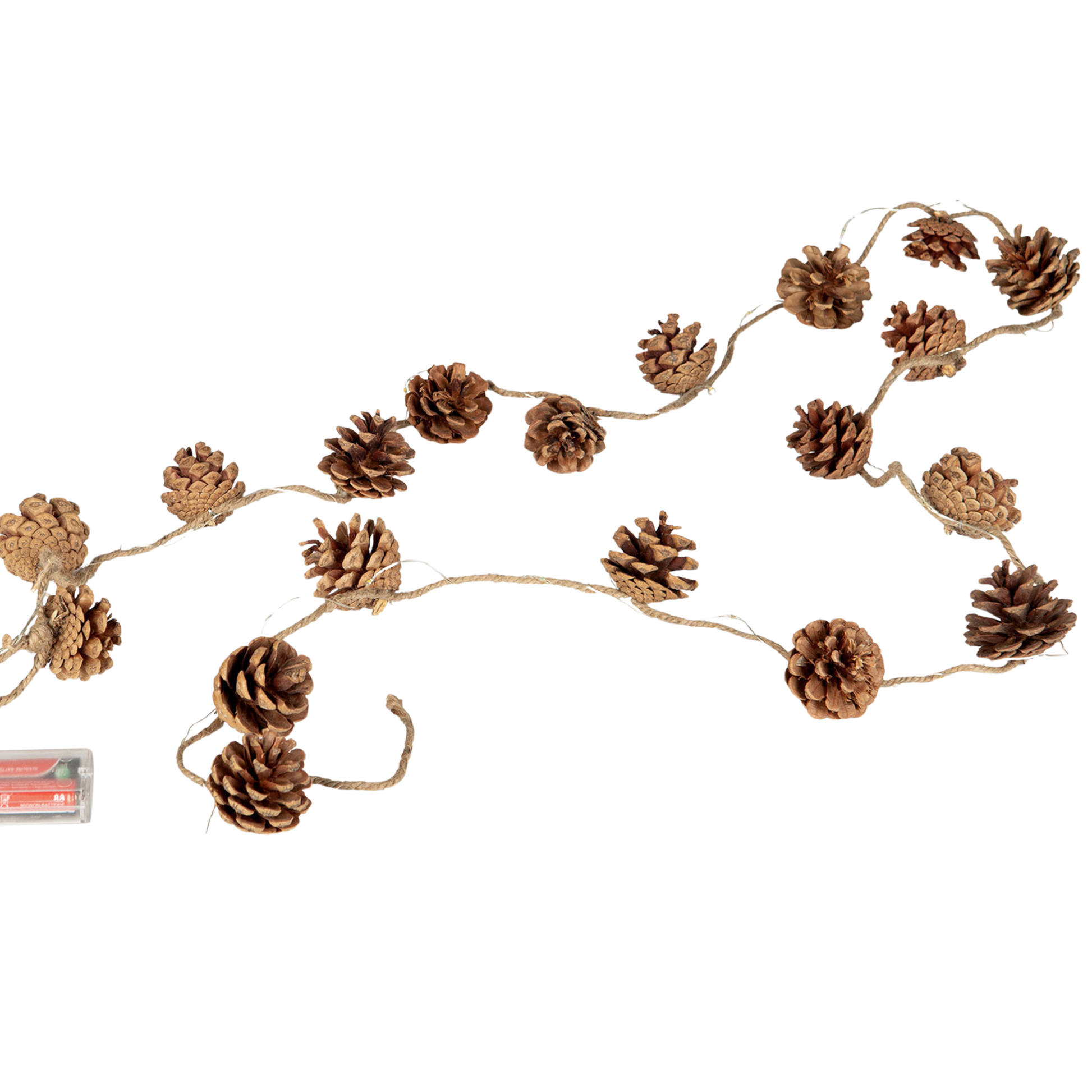 Lyslenke med kongler – 200 cm LED girlander i naturmateriale og brun fargetone