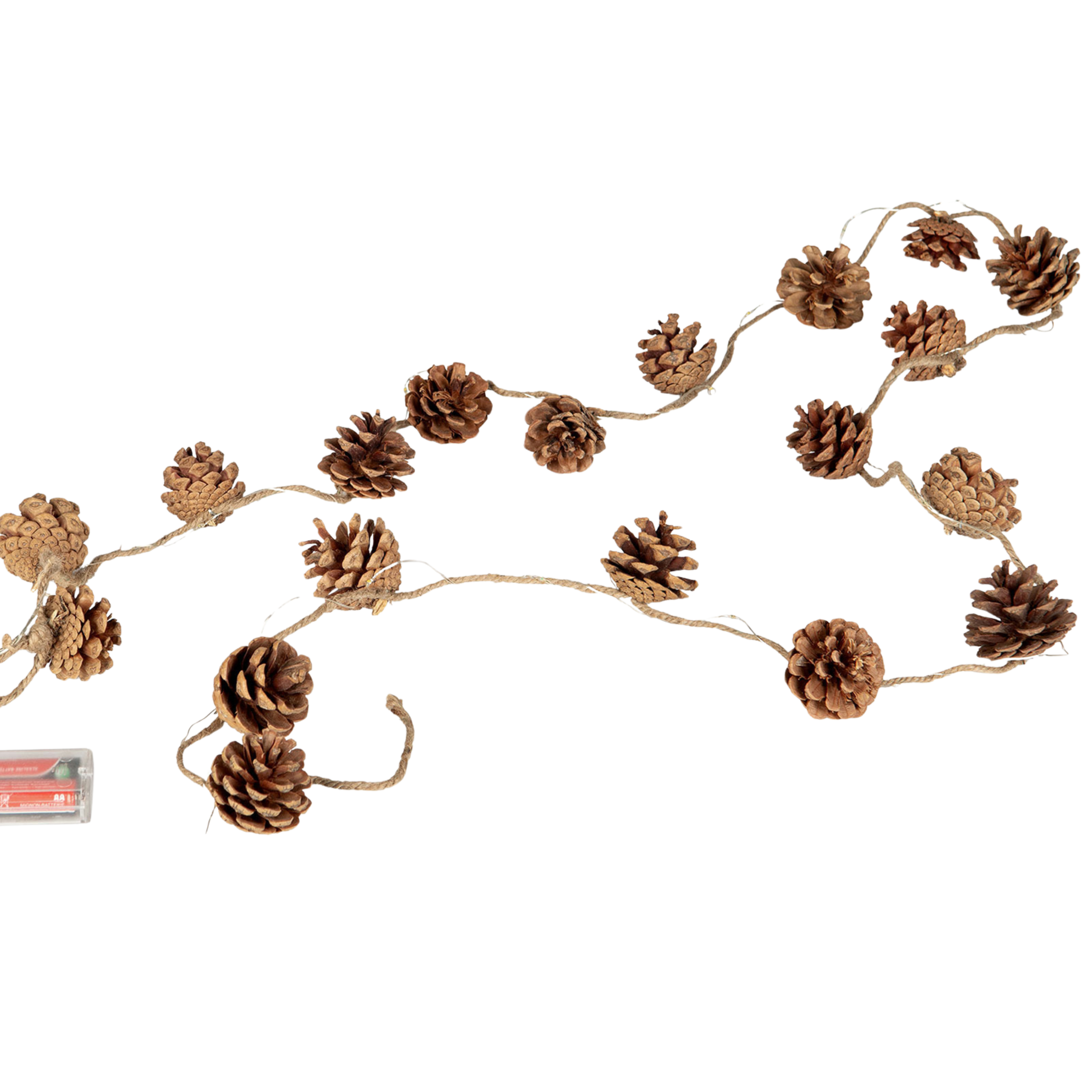 Lyslenke med kongler – 200 cm LED girlander i naturmateriale og brun fargetone