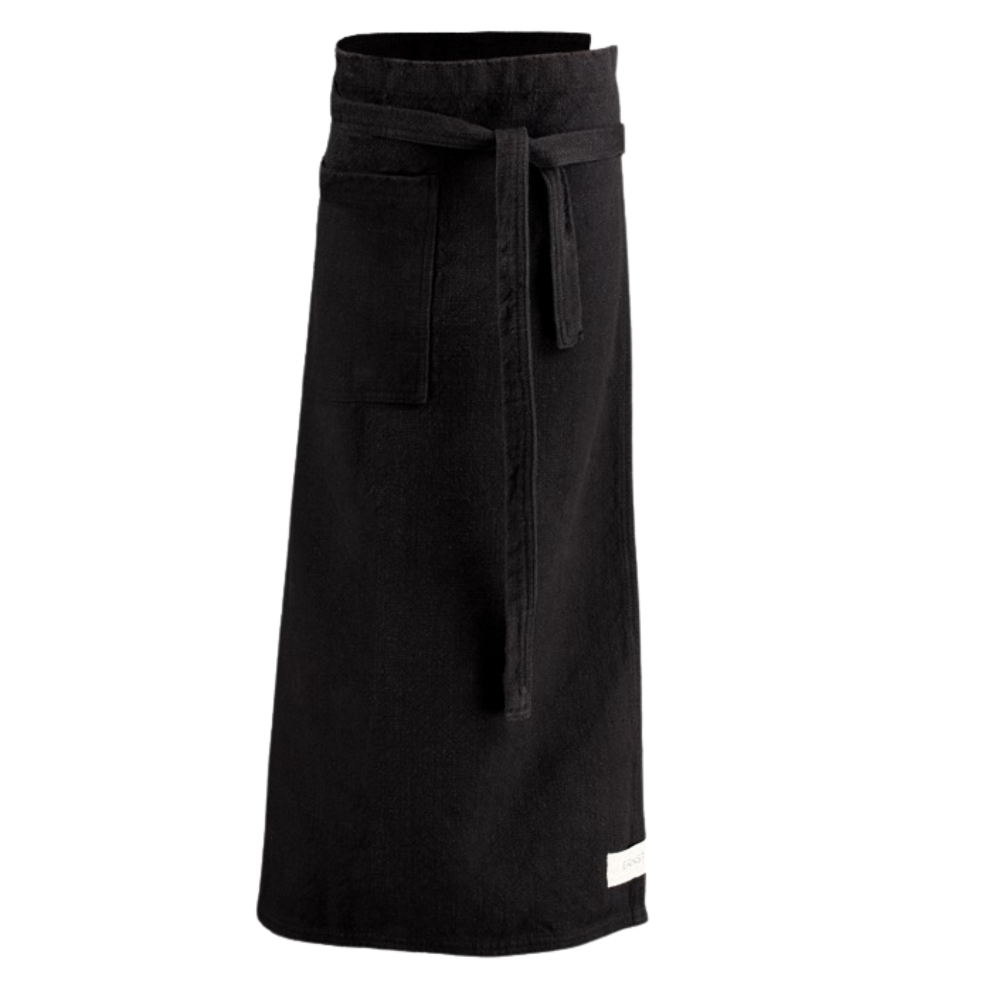 Ernst midjeforkle langt i svart bomull – tidløst kjøkkenforkle med praktisk lomme