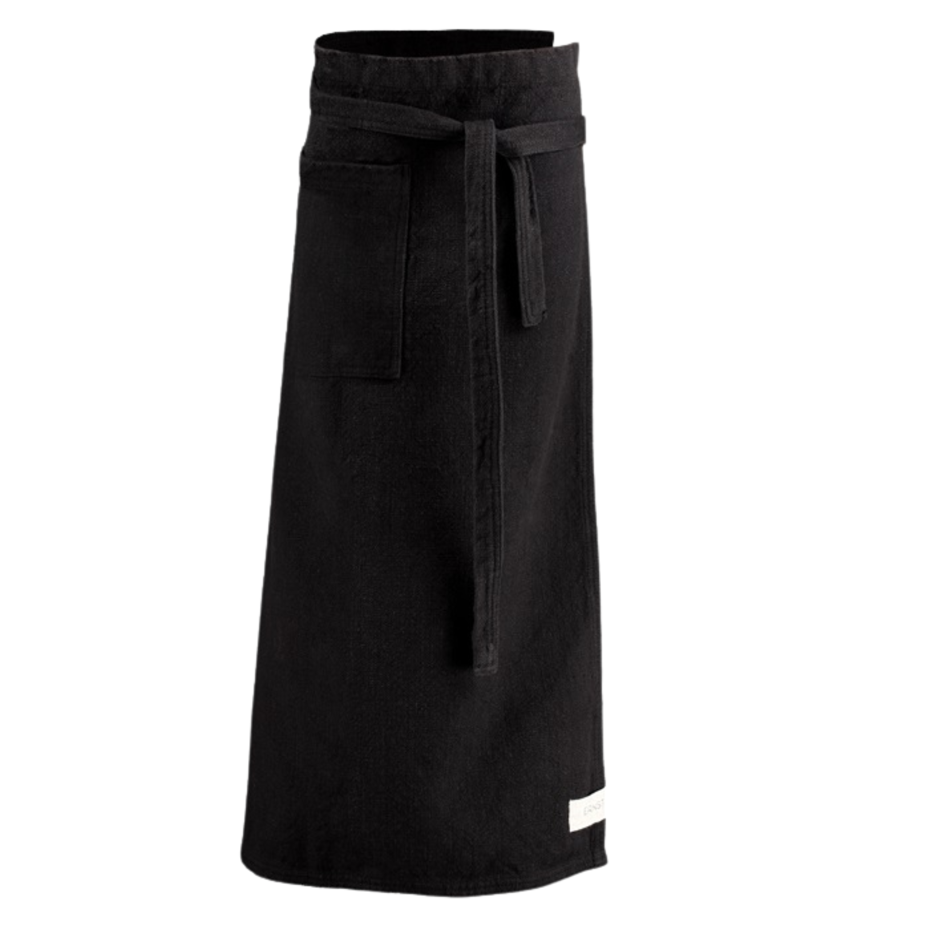 Ernst midjeforkle langt i svart bomull – tidløst kjøkkenforkle med praktisk lomme