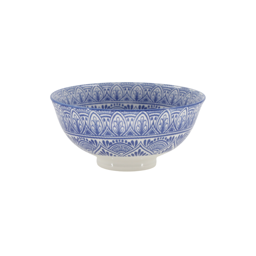 Blå mønstret porselensskål fra Arés-serien, Ø12 cm – håndmalt design i orientalsk stil.