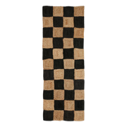 Nanea teppe i jute svart og natur, sjakkmønster 70x200 cm, håndlaget gulvteppe i naturmaterialer fra Nordal.