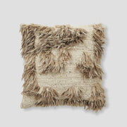 Naturfarget putetrekk i ull 50x50 cm med lange frynser