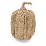 Stort naturfarget gresskar i flettet jute H27 cm