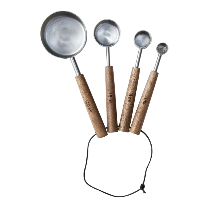 Målesett i rustfritt stål med håndtak i mangotre – NICO