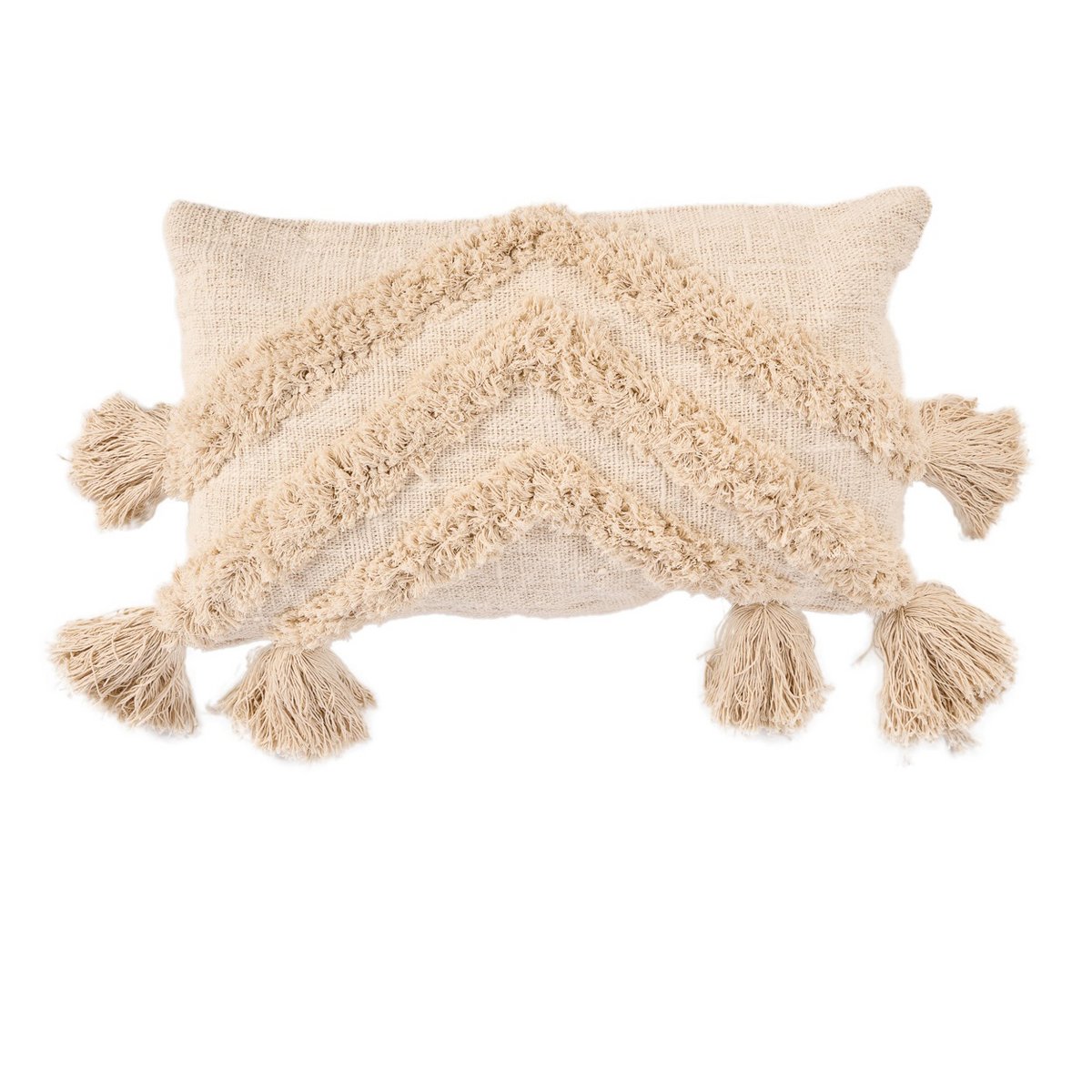  Nomad Tassel putetrekk 35x60 cm i kremfarget bomull med frynser og dusker
