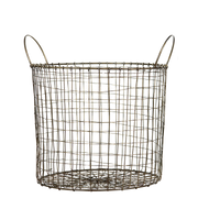 Oppbevaringskurv i metall med håndtak – messingfarget