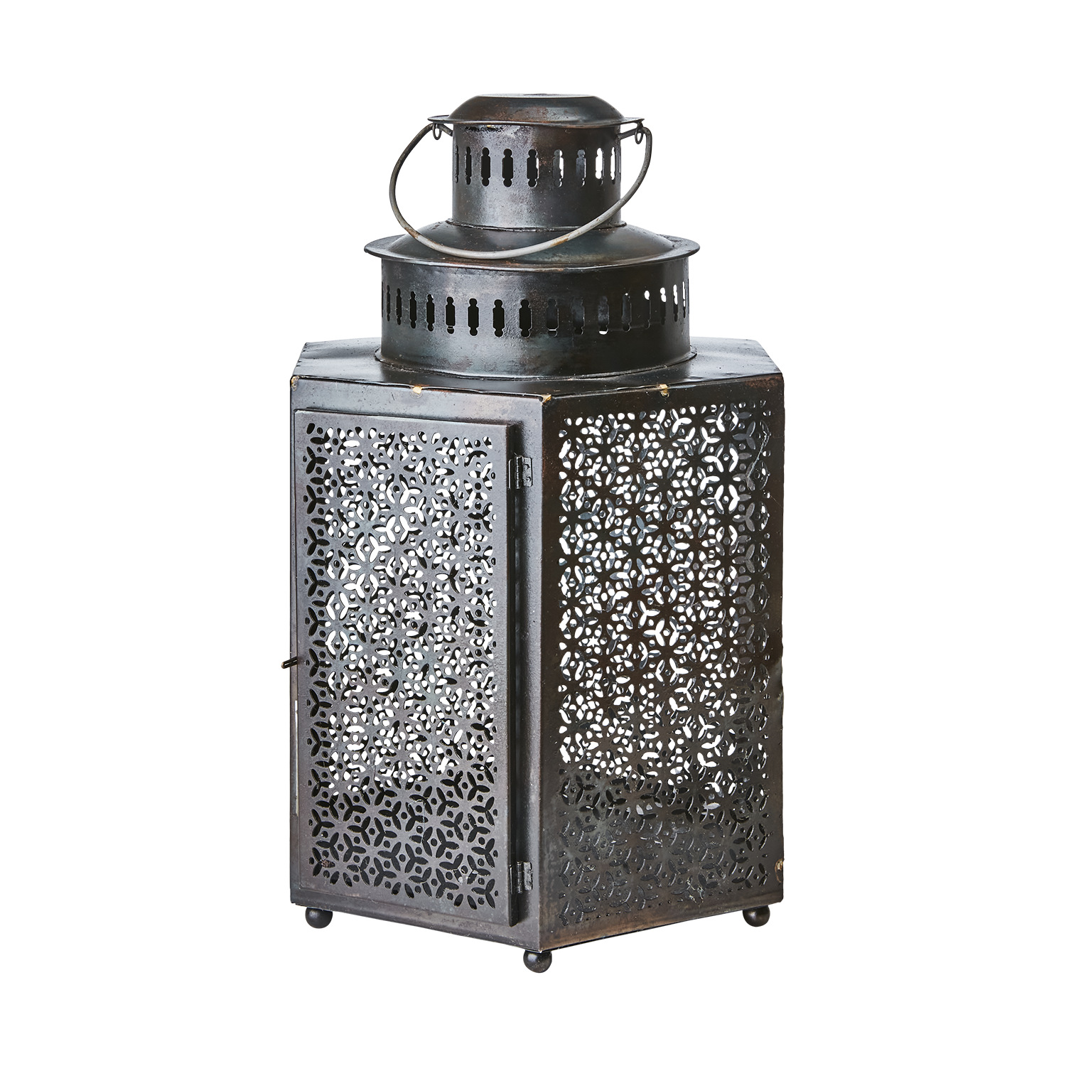 ORYX Lykt M svart/brun – dekorativ jernlykt med mønster, Ø25xH37 cm