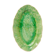 Ovalt serveringsfat i Seaweed fra Sthål Ceramics – grønn glasur med krakelert tekstur.