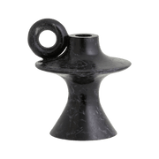 Nordal PALAWAN lysestake i svart metall med ringformet detalj og antikk finish, laget i støpejern og aluminium.