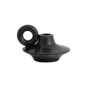 PALAWAN liten lysestake fra Nordal i antikk svart metall, laget av støpejern og aluminium med rustikk overflate og ringdetalj.