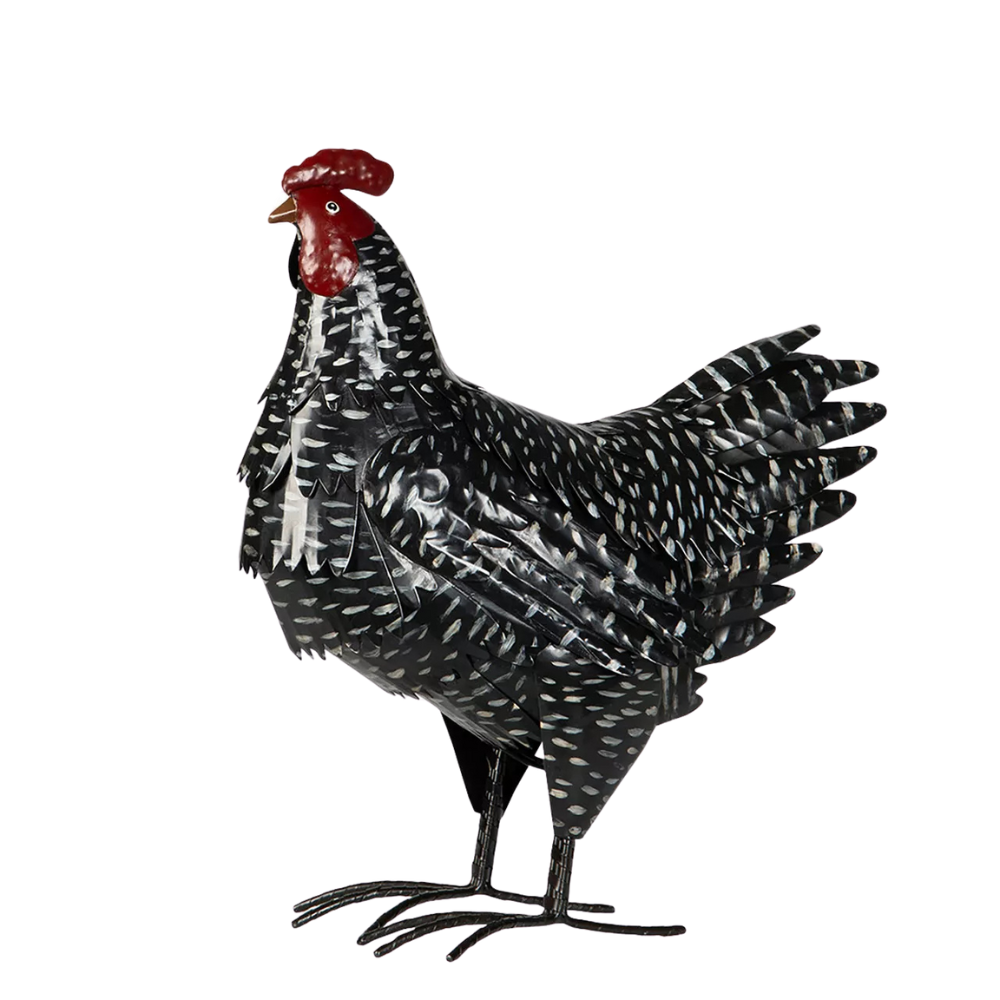 Dekorativ hønefigur i svart metall med matt overflate – moderne og elegant påskedekor i nordisk stil.