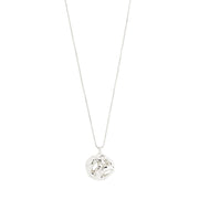 Pilgrim LUCA halskjede sølvbelagt med organisk rund anheng på smal boxkjede