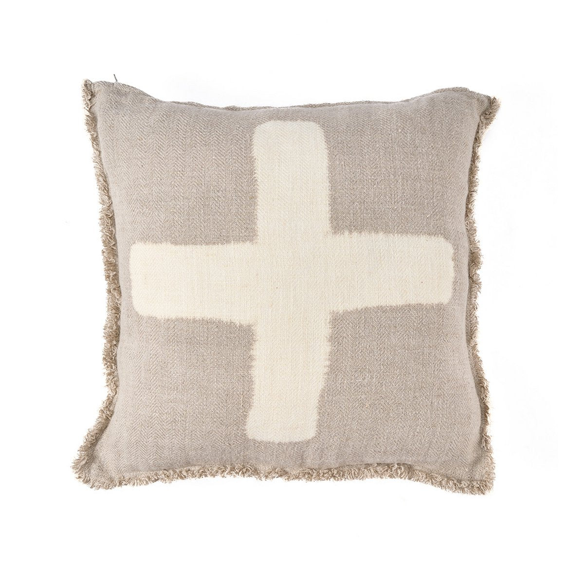 putetrekk lin naturhvit korsdesign