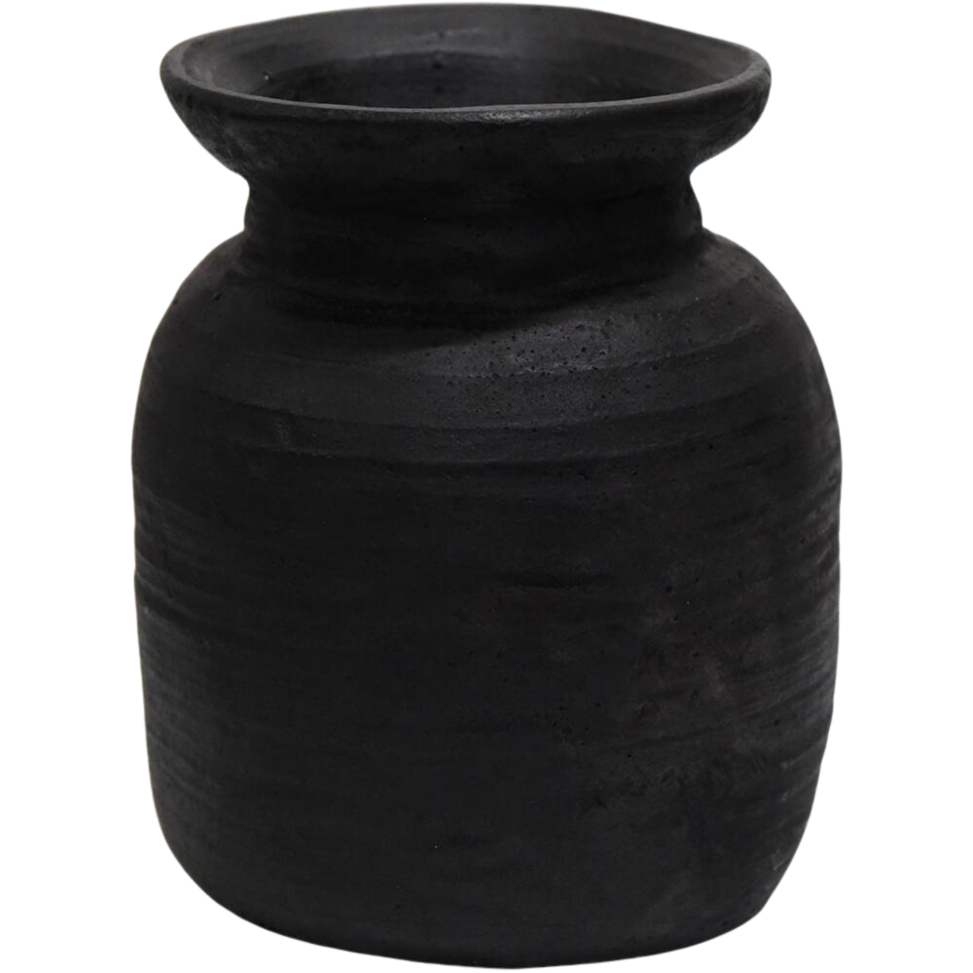 Rami krukke svart fra Trademark Living – håndlaget urne i leire og sement med rustikk overflate.