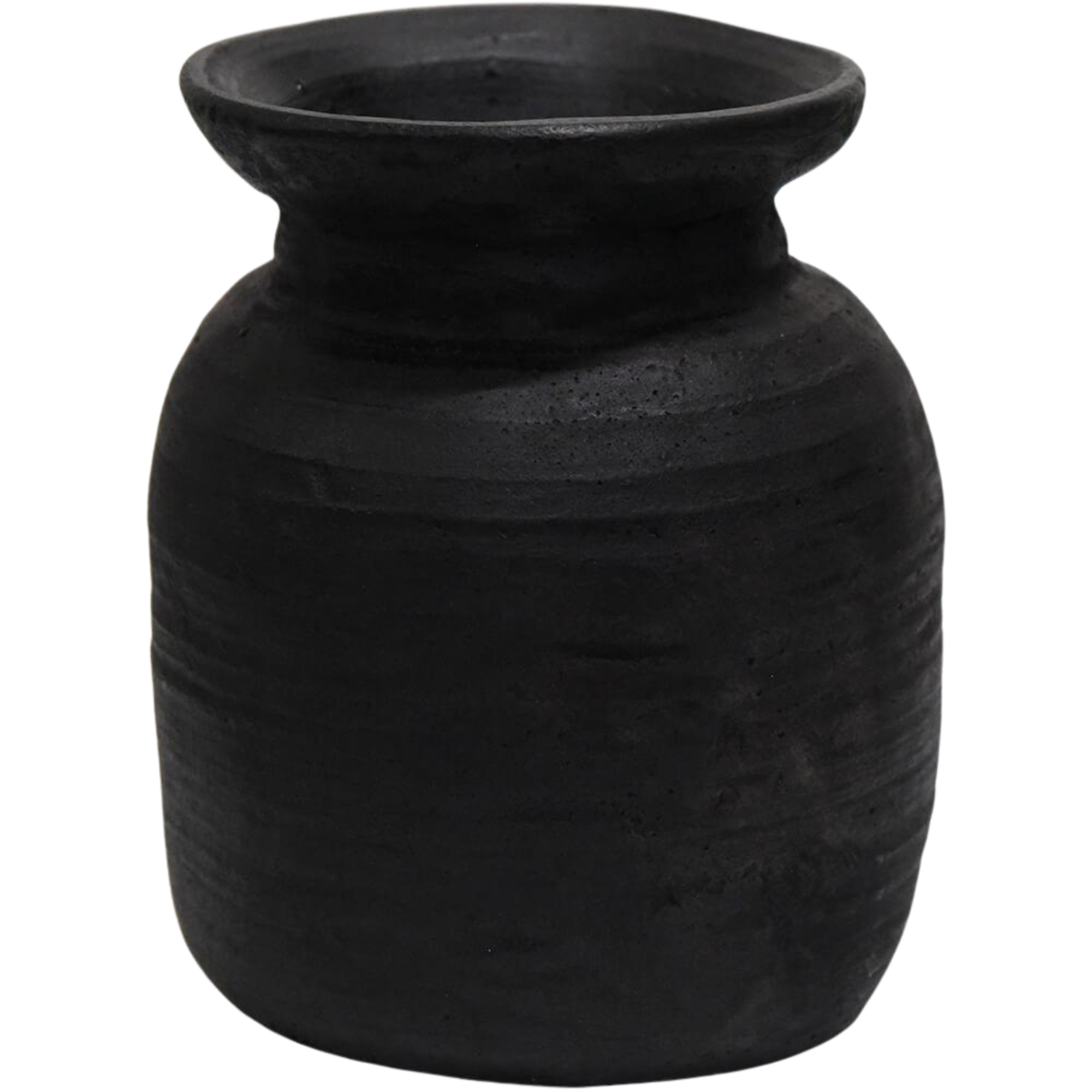 Rami krukke svart fra Trademark Living – håndlaget urne i leire og sement med rustikk overflate.