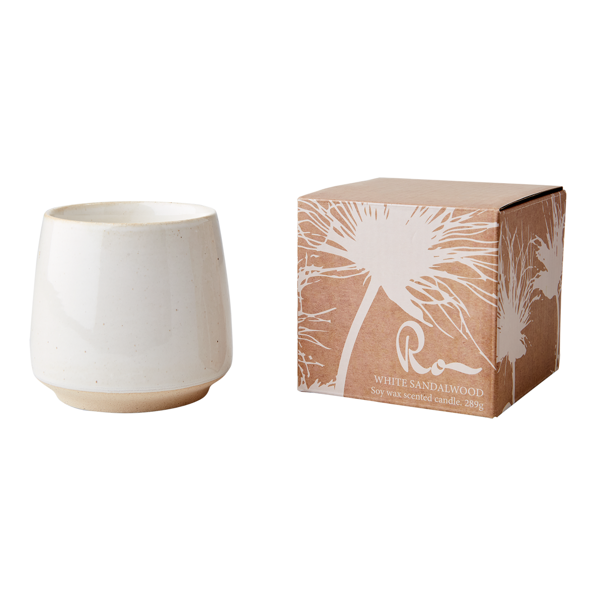 RO duftlys White Sandalwood fra Affari of Sweden i beige keramikkbeholder