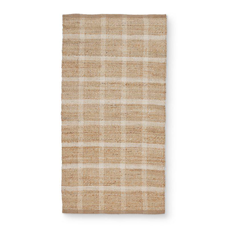 Rutete juteteppe 70x140 cm i natur beige og brun