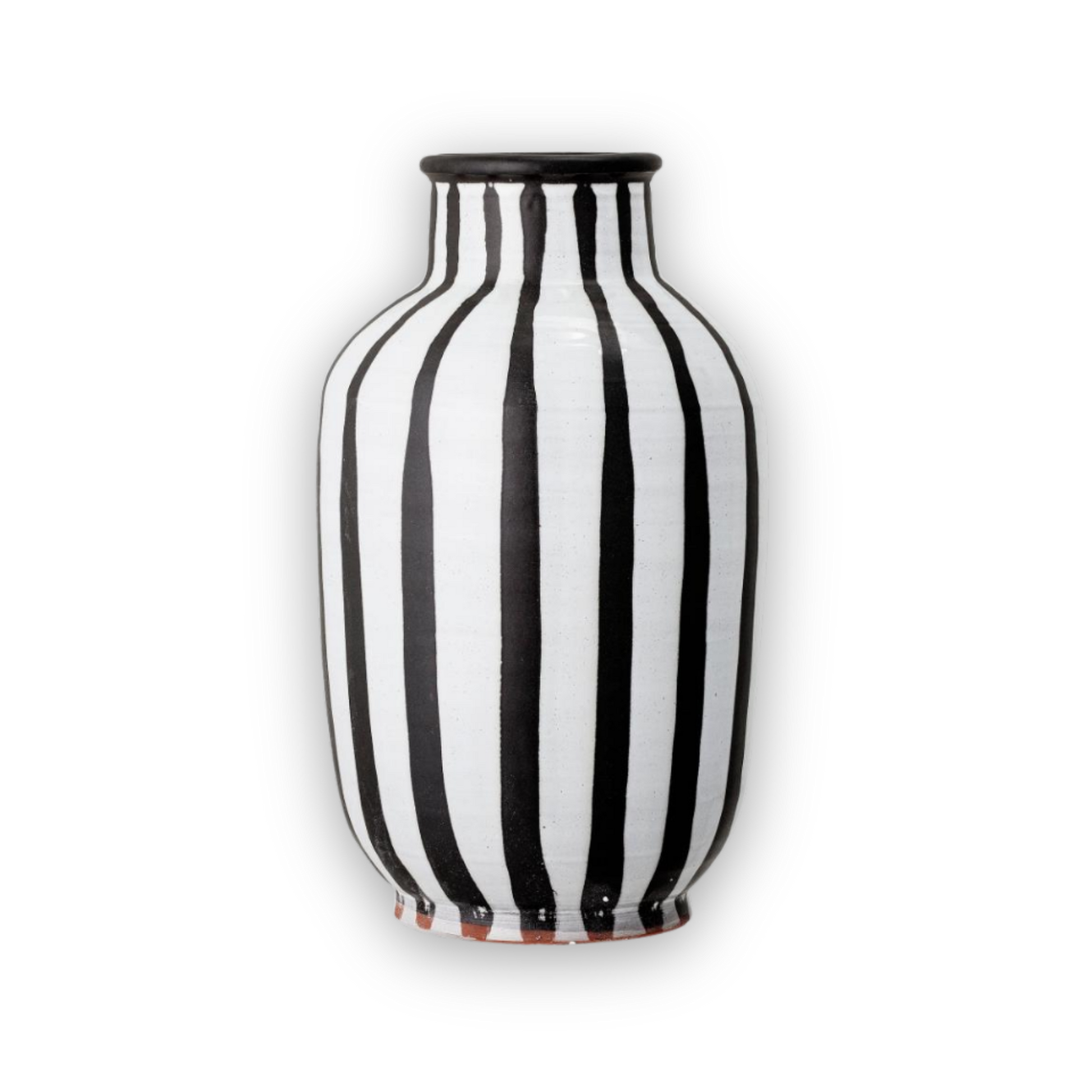 Schila terrakotta vase – håndmalt svart og hvit gulvvase 44 cm