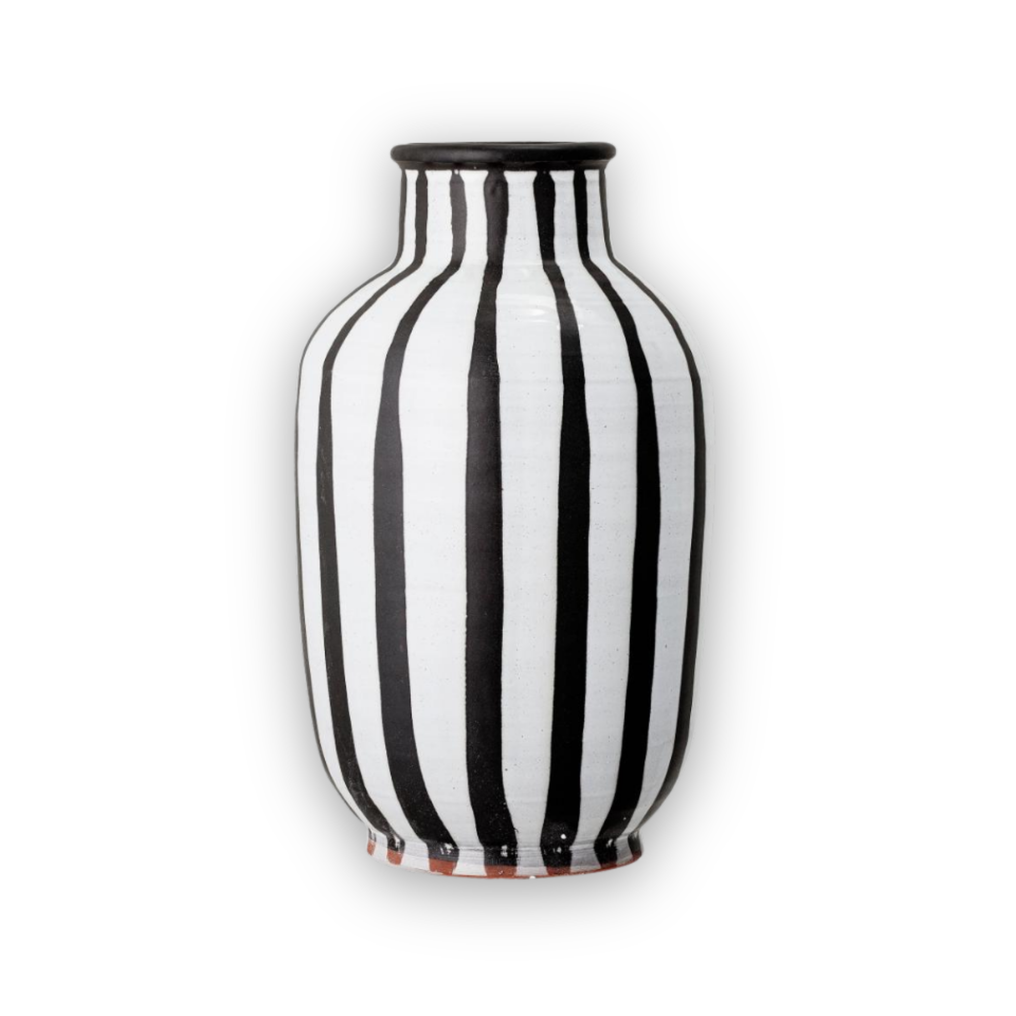 Schila terrakotta vase – håndmalt svart og hvit gulvvase 44 cm