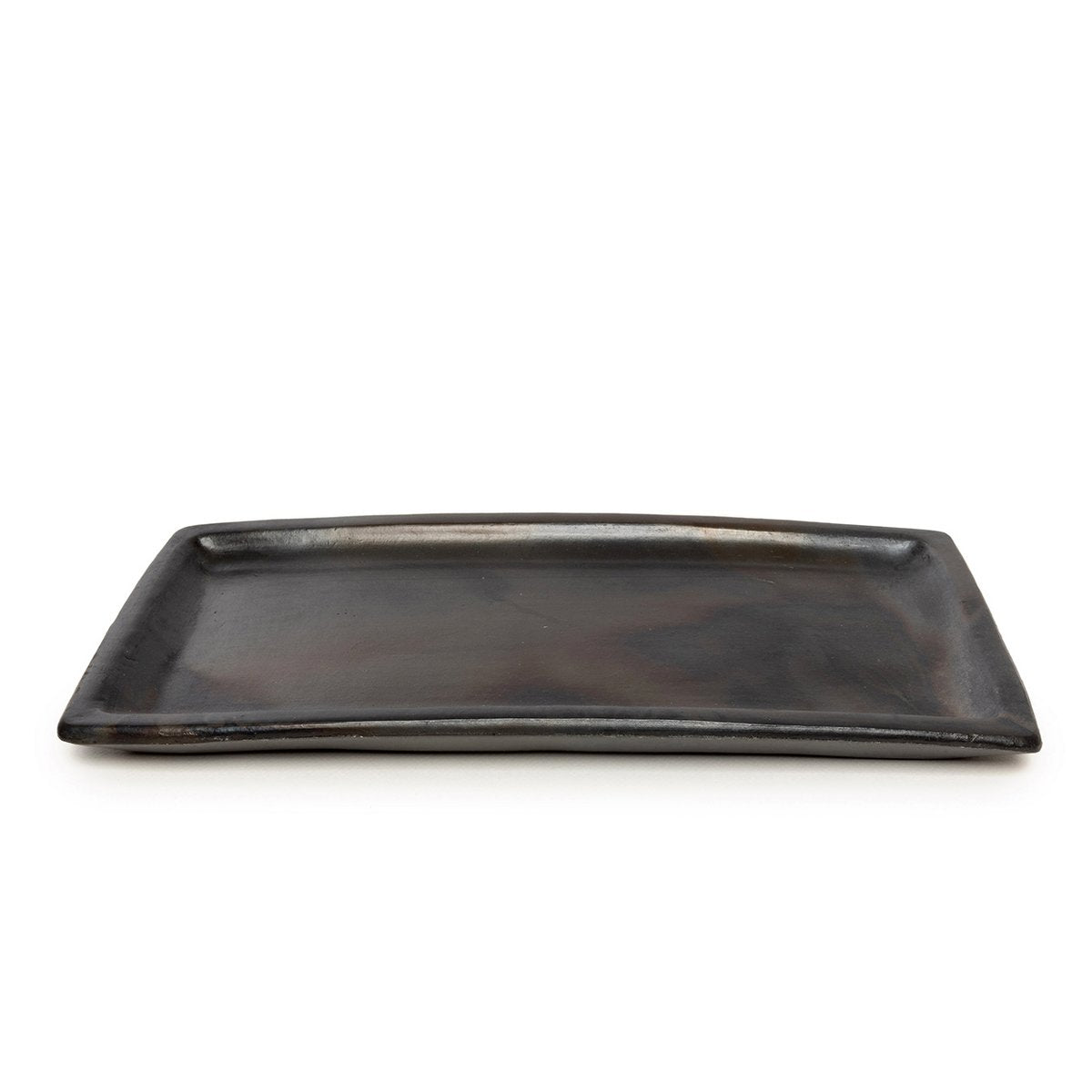 Sort Burned Sushi serveringsfat i håndlaget terrakotta 36x17 cm