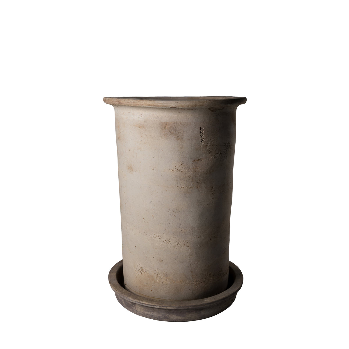 Stor terrakottakrukke med fat 35 cm
