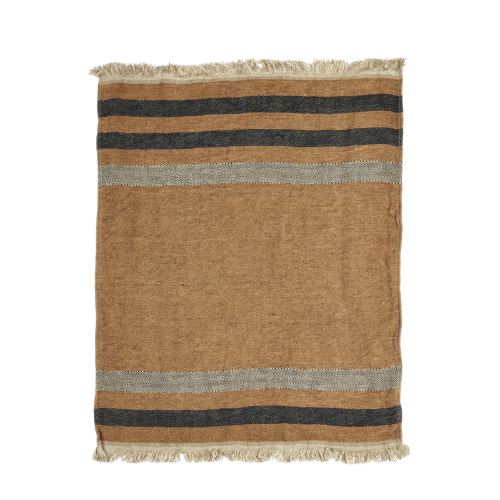 Libeco Nairobi linteppe 110×180 med jordtoner og striper