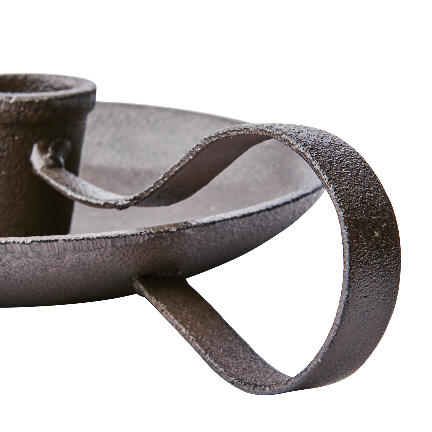 Detaljbilde av håndtaket på rustikk jernlysestake THOR