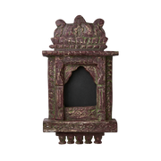 Vintage veggdekor i bordeaux laget av tre og jern, håndlaget ram inspirert av indisk interiør