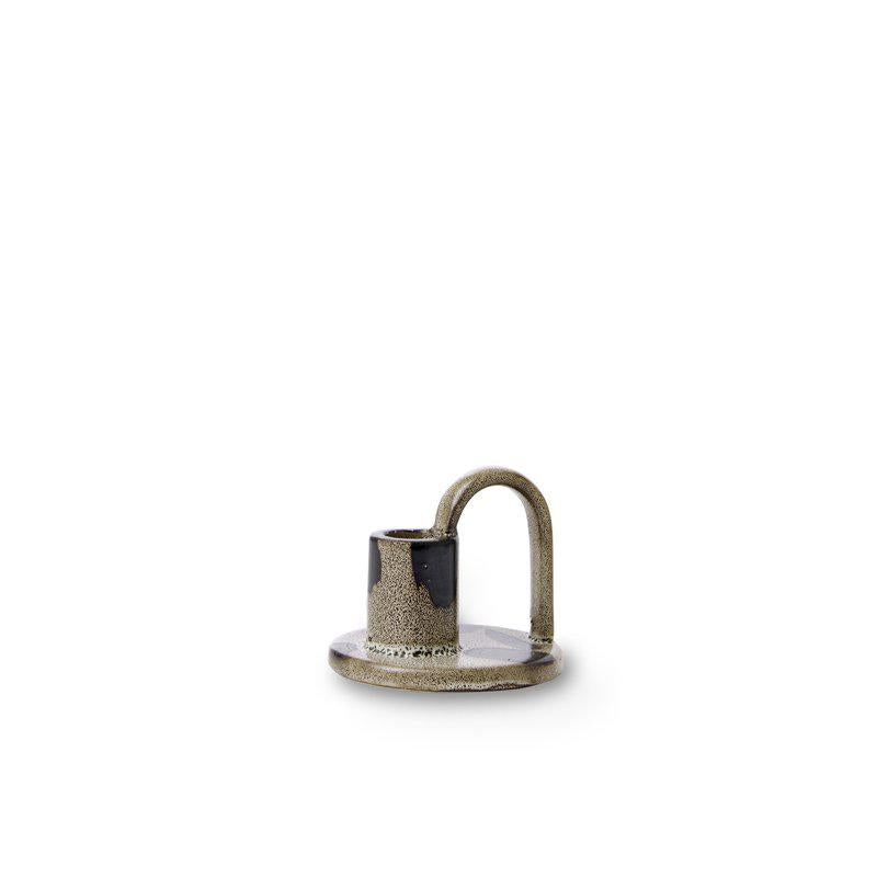 liten lysestake i stoneware brun